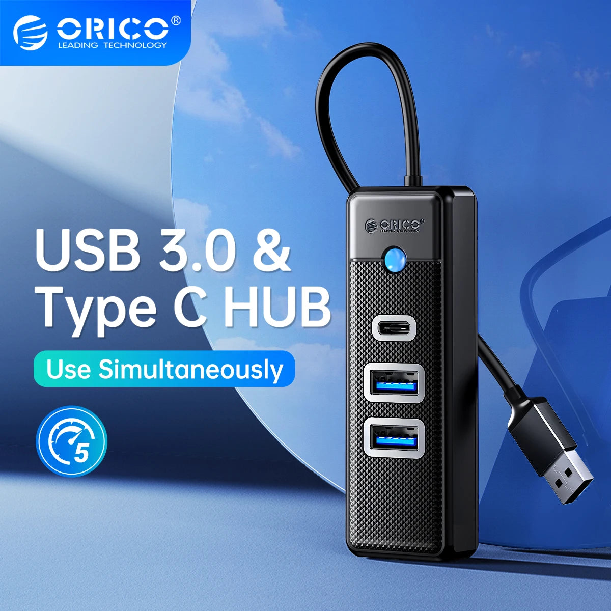 ORICO 3 in 1 5Gbps USB 3.0 Type C HUB Colorful 3 Ports High Speed Mini Splitter OTG Adapter For Desk PC Computer Accessories
