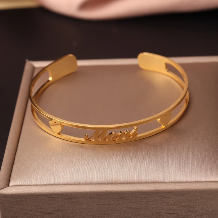 Custom Name Bangle for Women Stainles Steel Open Bracelets Girl Jewelry Personalised Double Name Couple Bracelet Christmas Gifts