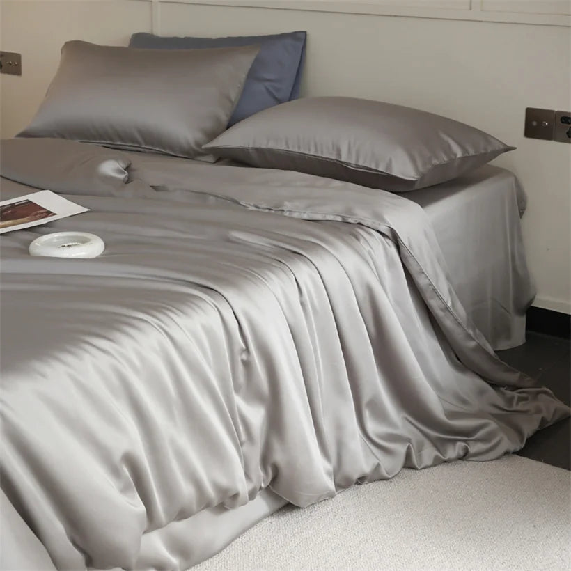 Mulberry Silk Bedding Set Luxury Natural 100% Silk Duvet Cover Set Bed Sheet Pillowcase Single Double Bedsheet King Queen Size