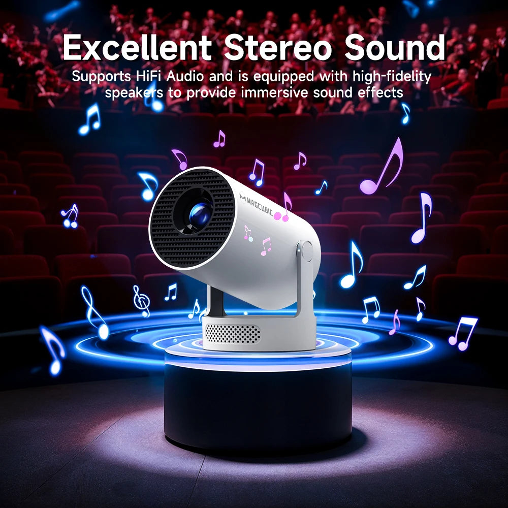 Magcubic Projector Android 14 8K 1280*720P HY300Pro+ Dual Wifi 290ANSI 180°flexible BT5.4 Cinema Outdoor Portable Projector
