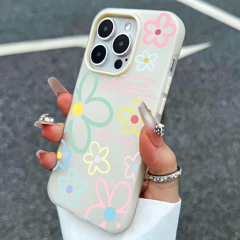 Spring Flower Pattern Phone Case For iPhone 18 17 16 Pro Max Cases iPhone 17e 16e 11 15 12 13 14 Pro Max Air X XR 7 8 Plus Cover