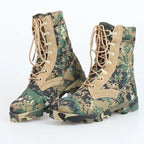 Lace Up Waterproof Outdoor Shoes Breathable Canvas Camouflage Tactical Combat Desert Ankle Boots Men Boots