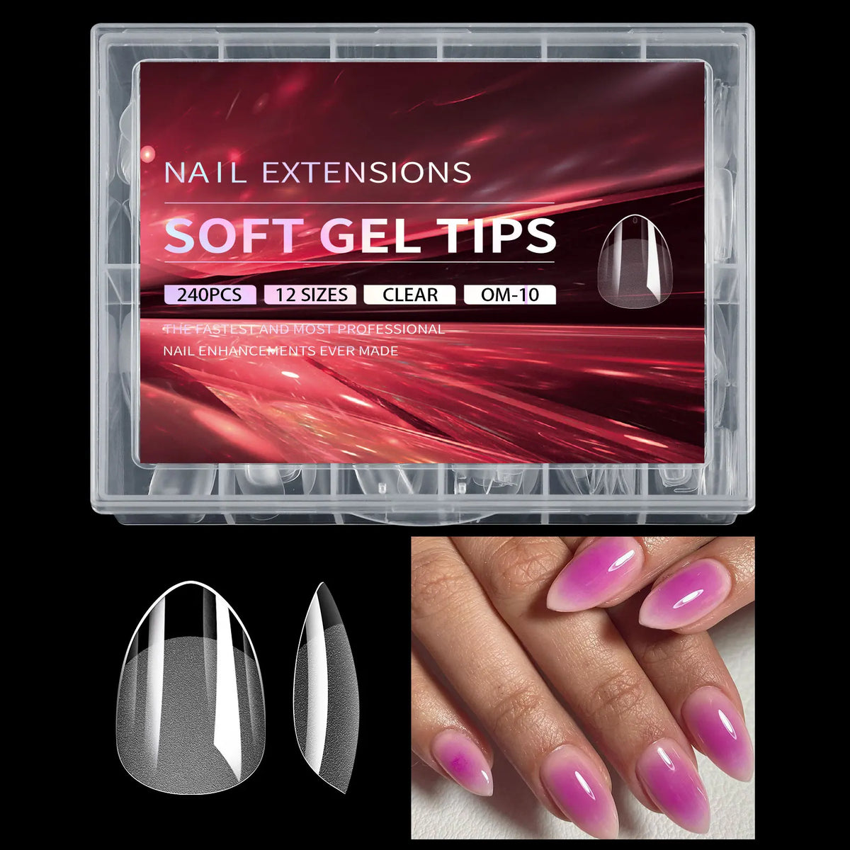 Luxury False Nail Tips Soft Gel Fingertip Semi-matte Capsules Almond French Coffin Full Cover Artificial Fake Nails Extension