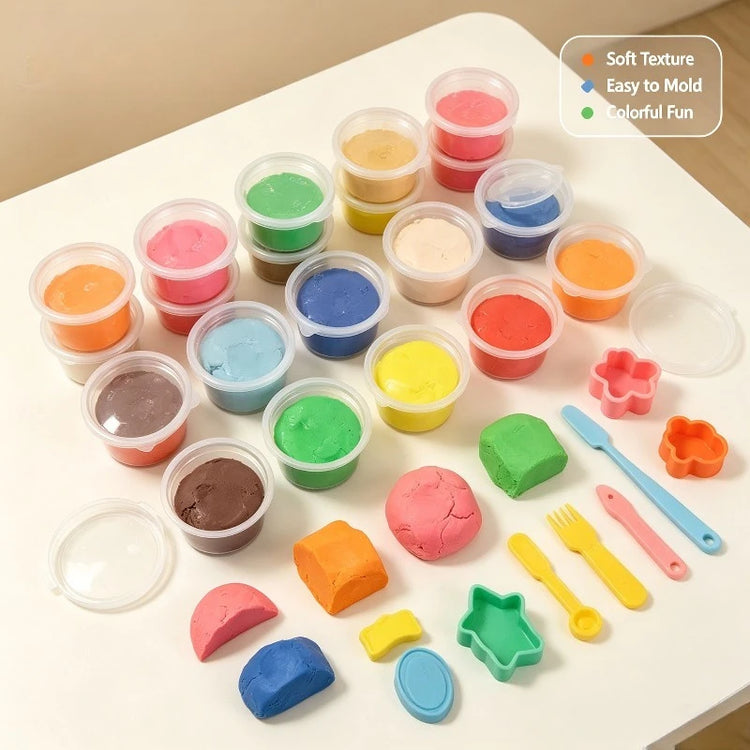 12 Colors Kids Playdough Set Clear Cup Safe Clay Dough Creative Handcraft Material Educational Toddler Toys Fun Modeling Kit Box