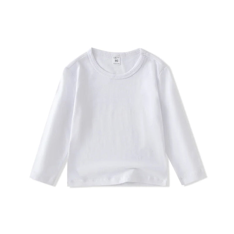 Autumn Spring Cotton Children T-shirt  Boys Girls Tees Long Sleeve White Shirt Kids Tops Baby Clothes Solid Black Blue Yellow