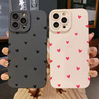 Black Love Heart Phone Case For iPhone 18 17 16 14 15 13 12 11 Pro Max X XR XS 7 8 15 16 Plus SE Shockproof Silicone Soft Cover