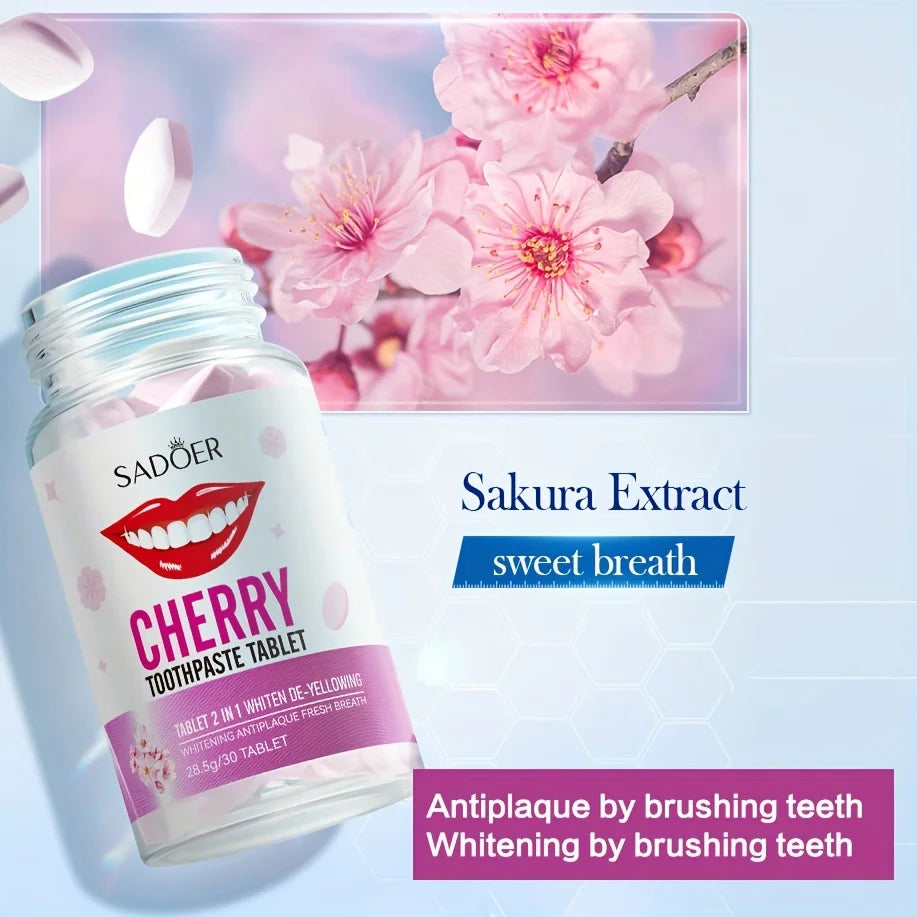 Sakura Flavored Solid Toothpaste Tablets, Deeply Cleaning Teeth, Chewable Toothpaste Tablet, Fresh Breath, Basic Oral Care 28.5g