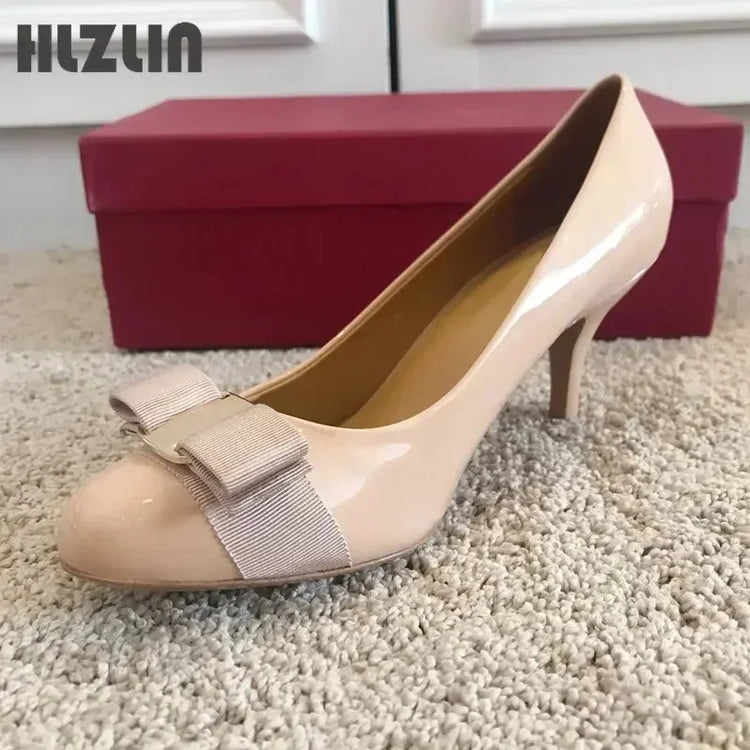 JP GPBD Ballet flats new leather round head shallow bow multifunctional single shoes women's leather bow bow design