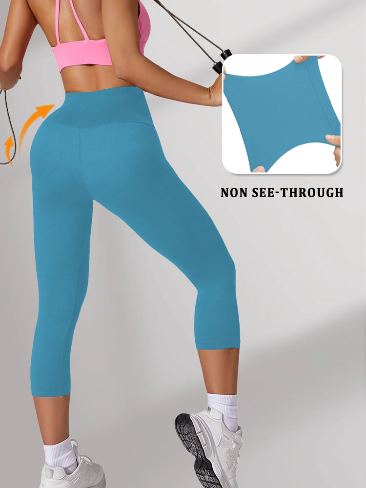 Women High Waisted Capri Pants Super Soft No See Through Tummy Control Yoga Running Workout Home Casual Leggings