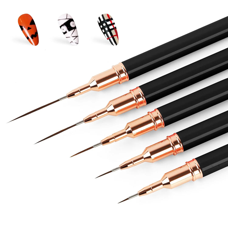 5pcs Nail Art Liner Brush Set UV Gel Nail Brushes Kits French Stripe Line Painting Drawing Flower Pen Professional Manicure Tool