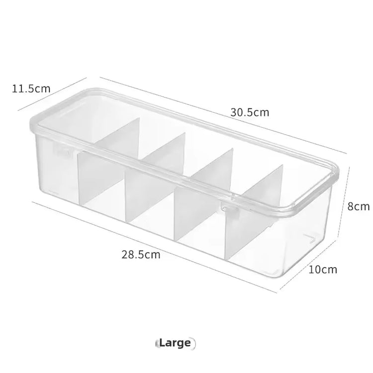 1pc Dustproof Cable Management Box, Clear Transparent Desktop Organizer with Lid, Adjustable Dividers for Cords, Storage