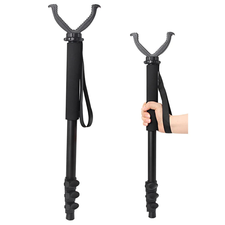 Aluminum Alloy Hunting Stand Adjustable Height Monopod Portable Shooting Stick Hunting Accessories w/ Anti-lost Wristband