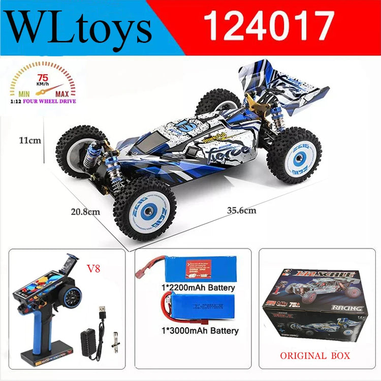 Wltoys New 124017-V8 1/12 2.4G Racing RC Cars 4WD Brushless Motor 75Km/H High Speed Remote Control Off-road Drift Toys For Aduit