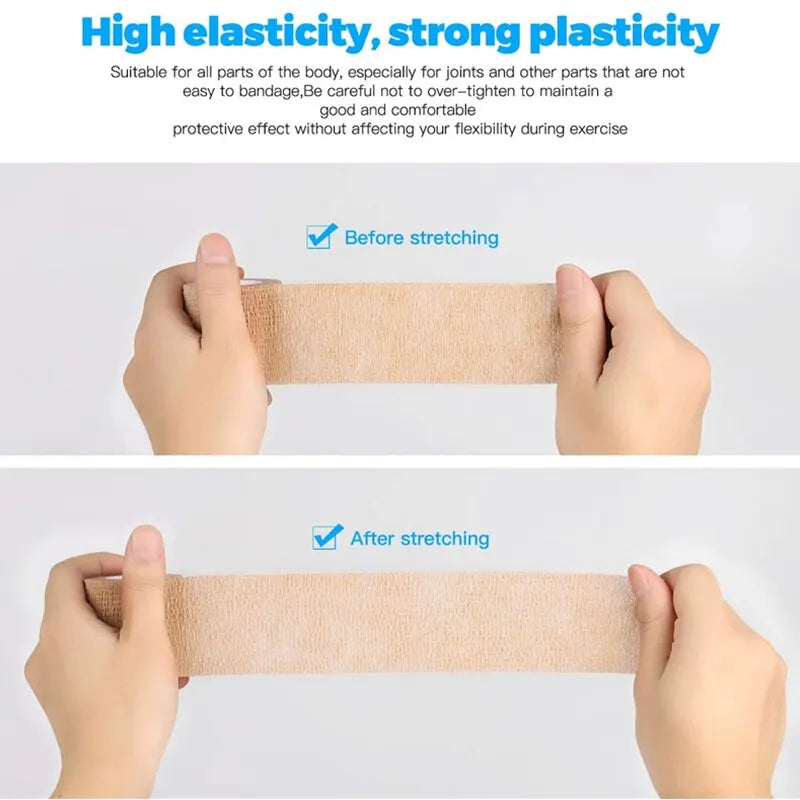 6 Rolls 5cm*4.5m Disposable Self-Adhesive Elastic Bandage with Handle Tube Tattoo Accessories Gauze Tape for First Aid Tools