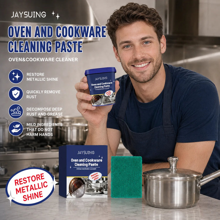 Jaysuing Oven And Cookware Cleaning Paste Fast Rust Removal Anti‑Rust Protection Harmless To Hands Stainless Steel Cleaner 100g