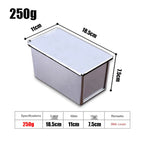 250g/450g/600g/750g/900g/1000g Aluminum Alloy Black Non-Stick Coating Toast Boxes Bread Loaf Pan Cake Mold Baking Tool with Lid