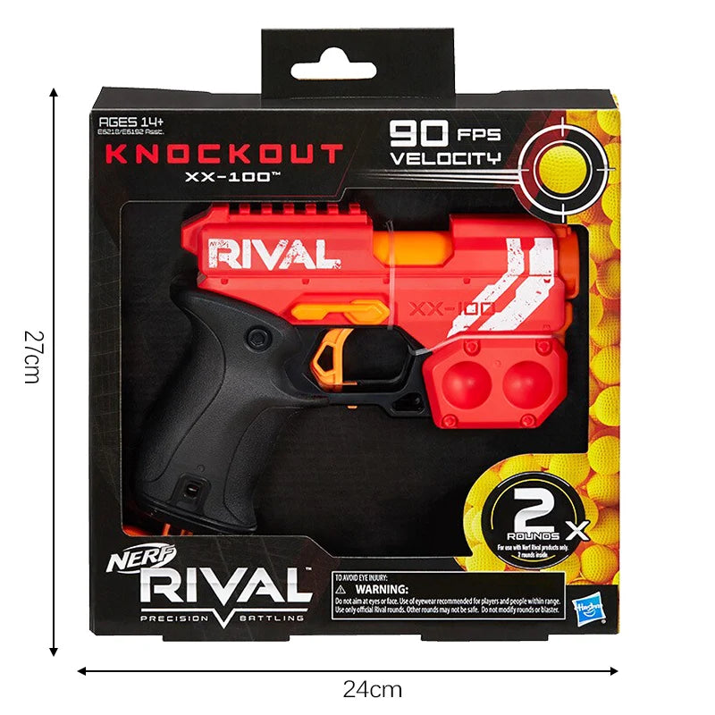 Hasbro Nerf Rival Knockout XX-100 Blaster Round Storage, 90 FPS Velocity, Breech Load 2 Official Rival Rounds Kids Gift E6192