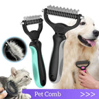 Cat Hair Removal Comb Dog Hair Removal Brush Stainless Steel Double Sided Pet Grooming Brush Removing Tangles Cat Accessories