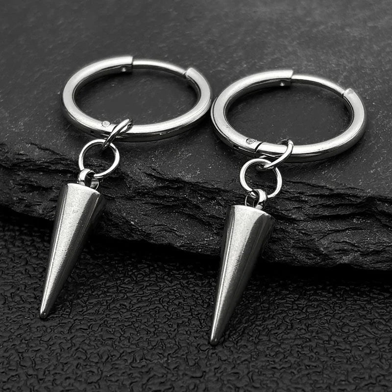 Punk Spike Rivet Hoop Earrings For Women Men Ear Studs Stainless Steel Gothic Hip Hop European and American Earring Jewelry Gift