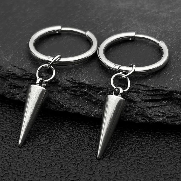 Punk Spike Rivet Hoop Earrings For Women Men Ear Studs Stainless Steel Gothic Hip Hop European and American Earring Jewelry Gift