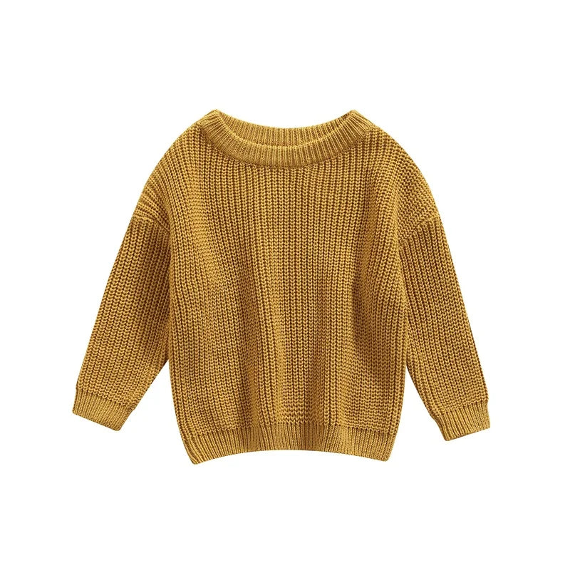 Autumn Baby Girls Boys Sweaters Coat Kids Knitting Pullovers Tops Baby Boys Girls Solid Color Basic Cotton Long Sleeve Sweater