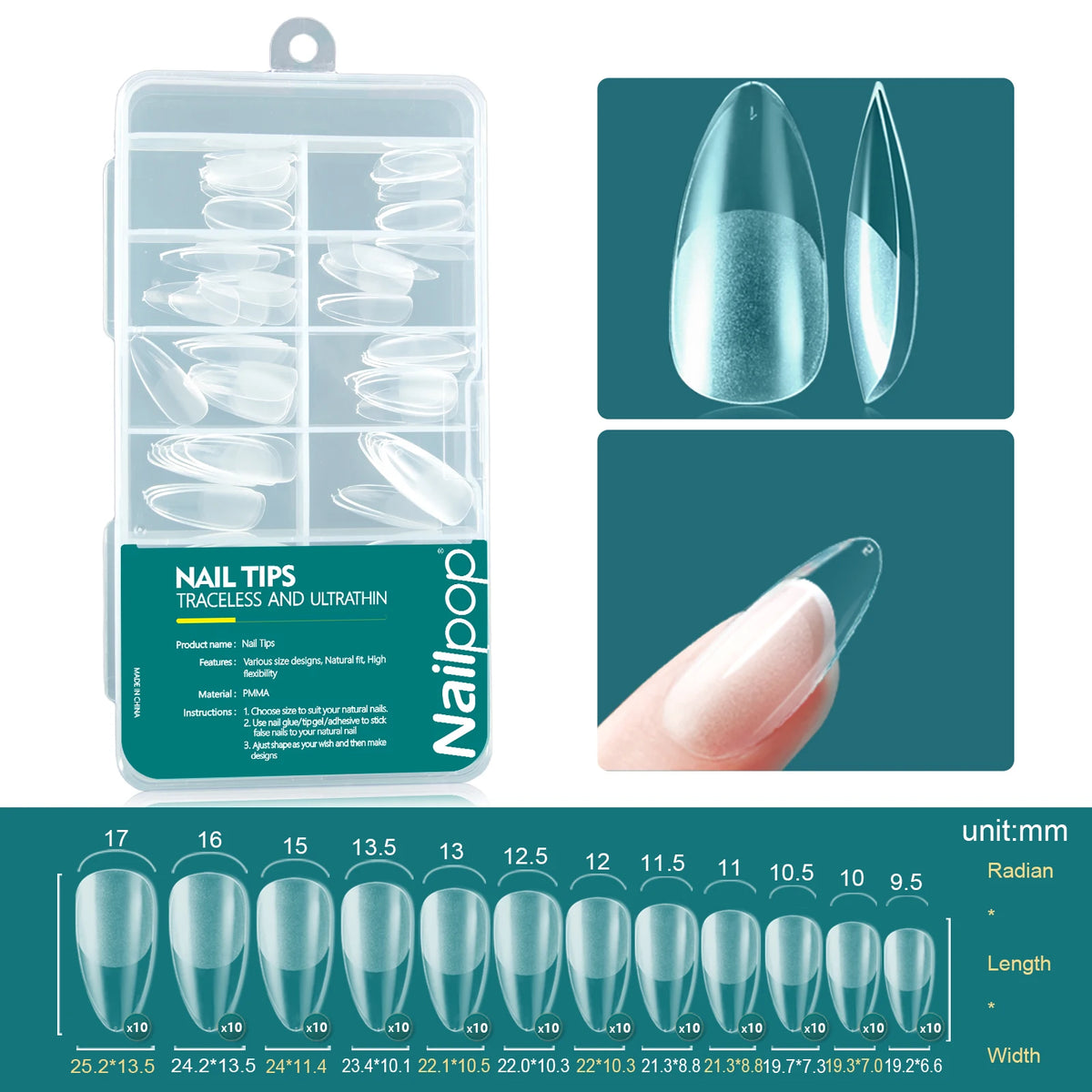 Nailpop 120pcs Acrylic Nails Fake Capsule Short Almond Coffin Square Artificial Nail Extension Soft Gel Tips Accessories Tools