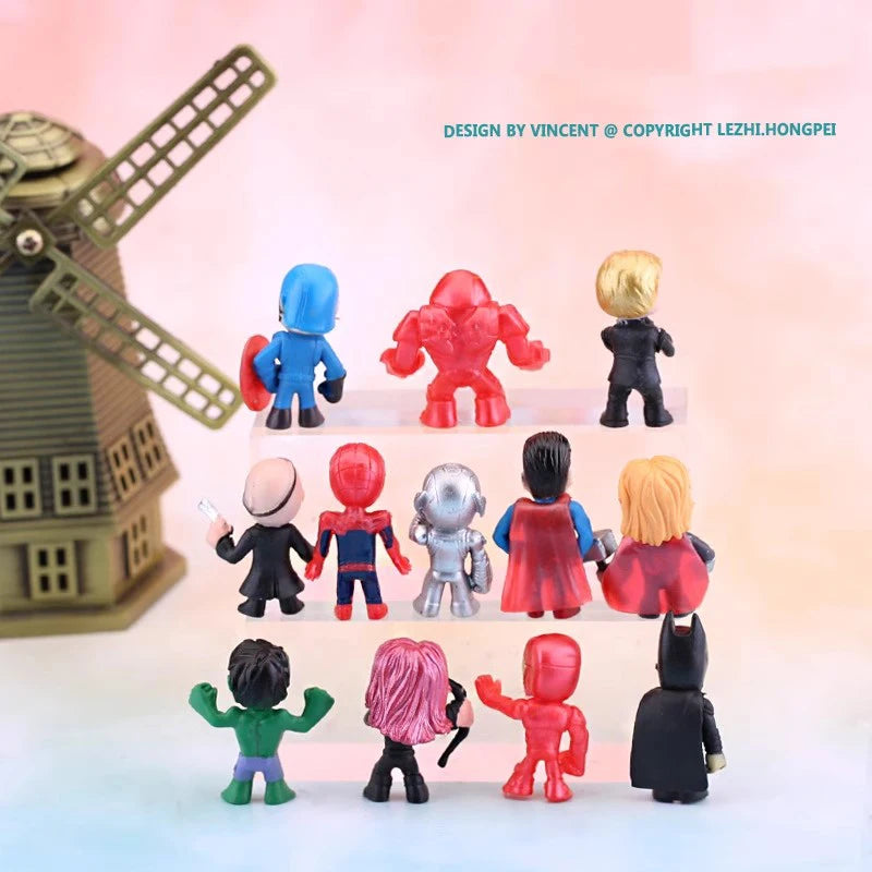 20pcs/set Marvel Avengers Hulk Thor Spider Man venom Captain Decoration action Figure Capsule Toys for kids Xmas Gift