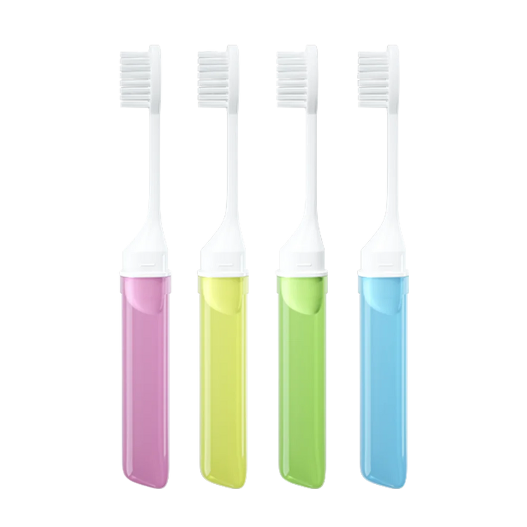 Mini Travel Toothbrush Foldable Portable Small Dental Brush Folding Traveling Adult Toothbrush in Transparent Candy Colors