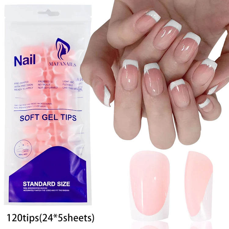 240/120Pcs Colorful French Short Square False Nails Full Cover Fake Nail Tip Extension Acrylic Wearable Ballerina Press on Nails