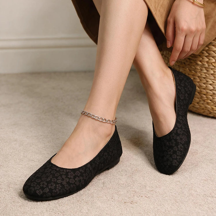 Fashion Solid Round Toe Flower Embroidery Women's Flats and Loafers 2026 New Simple Soft Sole Comfort Women Shoes Лоферы Женские