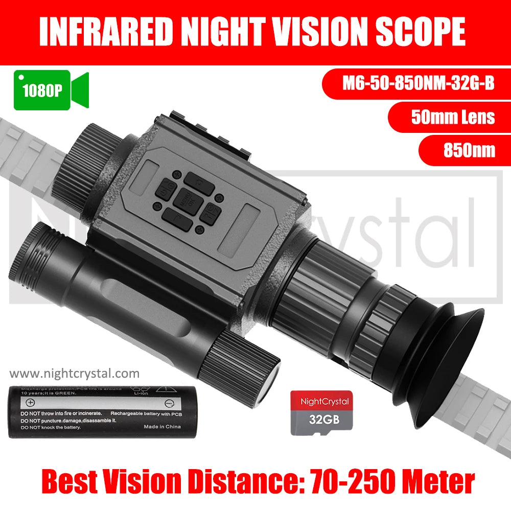 Megaorei NK008 Plus Night Vision Scope Infrared Hunting Camera with 21mm Picatinny Rail Mount & OLED 1.4" Screen & Built-in IR