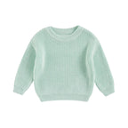 Autumn Baby Girls Boys Sweaters Coat Kids Knitting Pullovers Tops Baby Boys Girls Solid Color Basic Cotton Long Sleeve Sweater