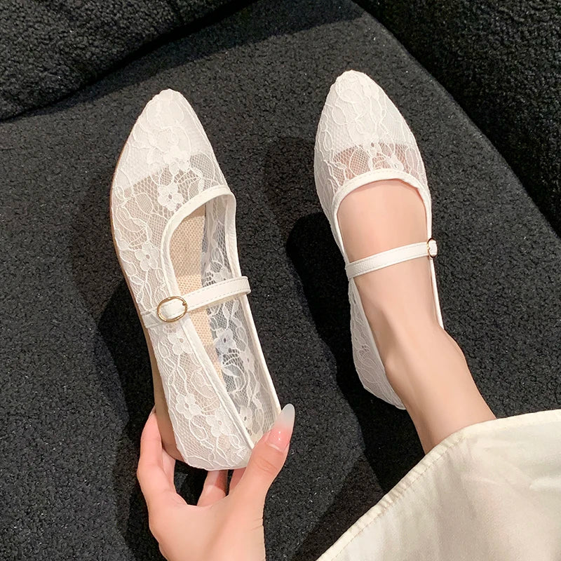 2026 New Women Flats Shoes Summer Ballet Flats Fashion Bow Women Shoes Slip on Sweet Hollow Flat Shoes Female Zapatos De Mujer