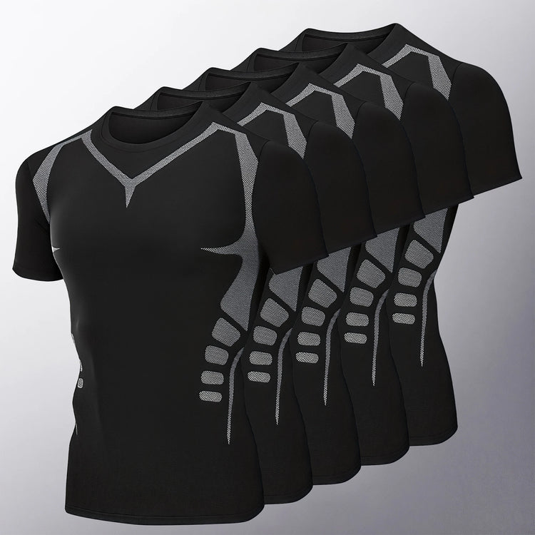 1/2/5 Pack Men's Compression Shirt Short Sleeve Quick Dry Breathable Athletic Base Layer with Stretch Fabric for Gym Running