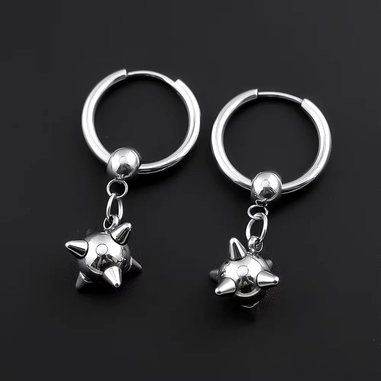 Punk Spike Rivet Hoop Earrings For Women Men Ear Studs Stainless Steel Gothic Hip Hop European and American Earring Jewelry Gift