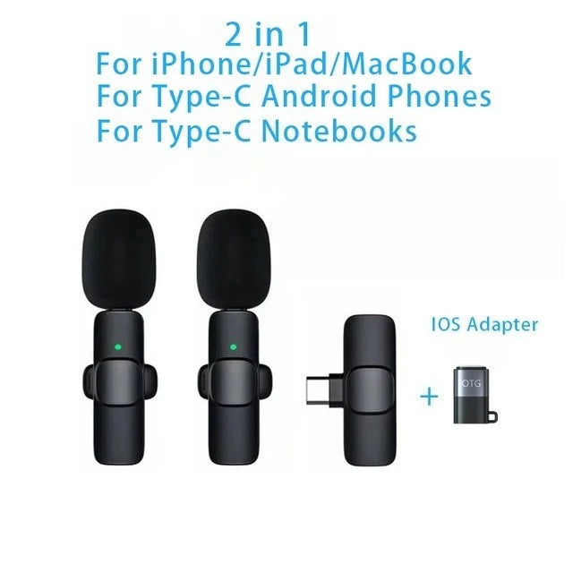 Wireless Lavalier Microphone For iPhone 15/16/17 Series Android Devices Noise Cancelling Mini Lapel Microphone for Vlogging Mic