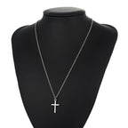 Fashion Christian Jesus Cross Necklaces Silver Color Long Chain Simple Pendants For Women Men Jewelry Gifts Dropshipping