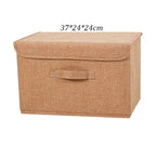 Washable Cotton Linen Fabric Folding CD Storage Box Foldable Bins Toys Organizer With Lid Storage Basket Laundry Basket