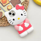 Sanrio 3D Cartoon Hello Kitty Bow Cute Phone Case For iPhone 17 16 15 14 13 12 Pro Max 11 Xs XR 7 8 Plus SE Soft Silicone Cover