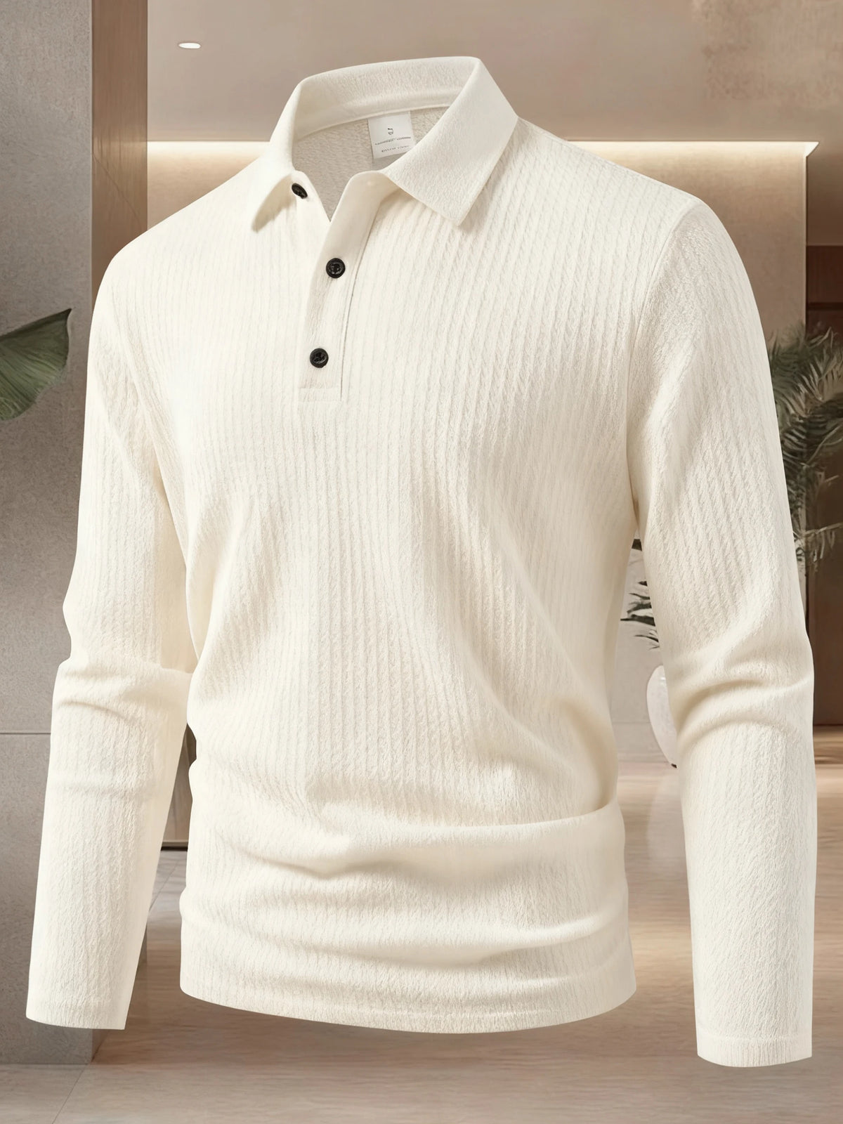 Men's Long Sleeved Collar Casual Breathable Comfortable Polo Shirt Solid Color High-Quality T-shirt For Work Business Leisure