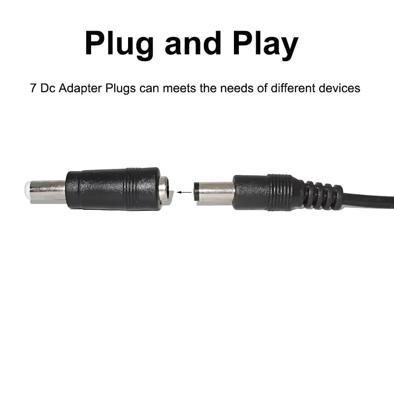 Universal Power Cable USB to DC 5.5 * 2.1mm Jack 5V Charging Cord with 8 Selectable Connector Tips for CCTV Cameras TV Box