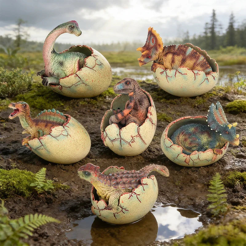 Realistic Hatching Dinosaur Egg Model T-Rex Spinosaurus Velociraptor Pterosaur Figurine Statue Home Decor Collection Ornaments