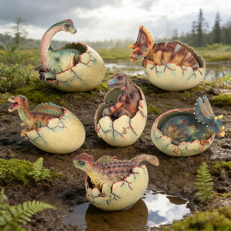 Realistic Hatching Dinosaur Egg Model T-Rex Spinosaurus Velociraptor Pterosaur Figurine Statue Home Decor Collection Ornaments