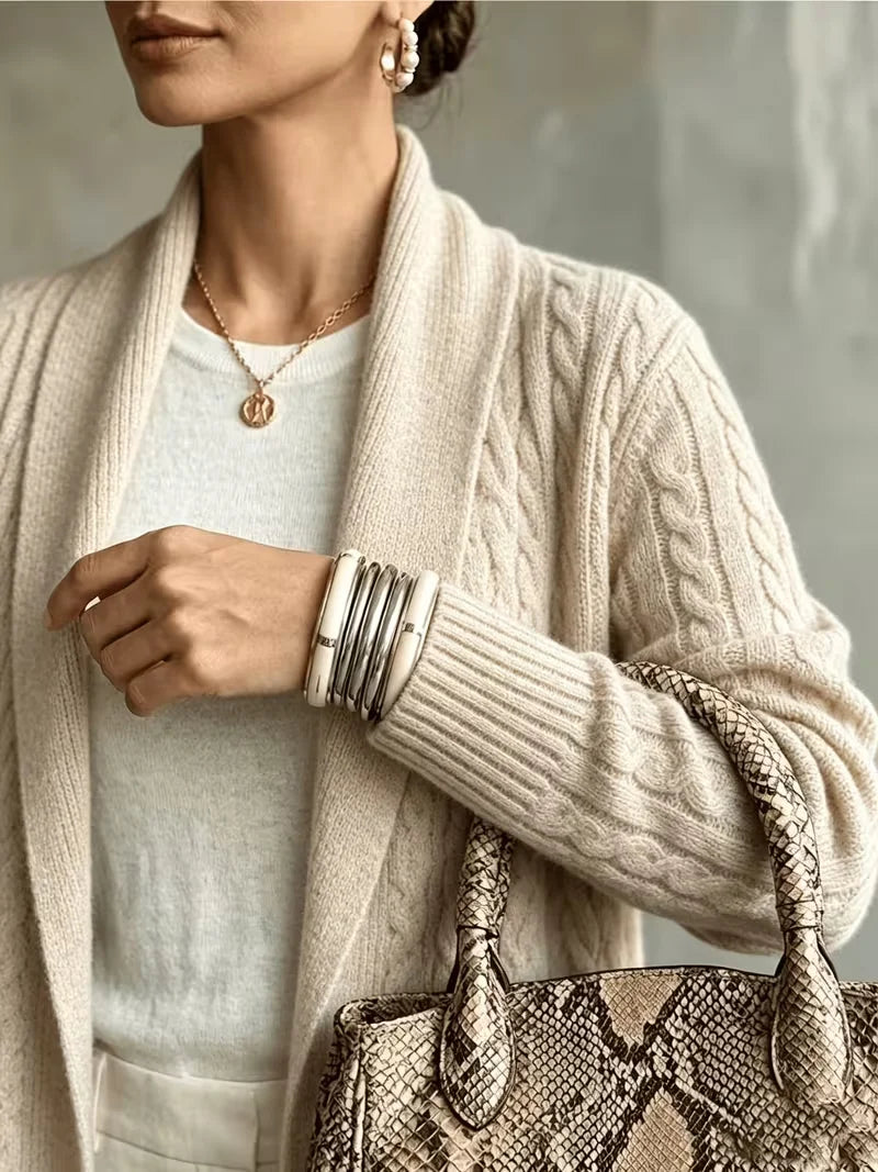 Women's Plus Size Long Knit Cardigan Loose Slimming Open Front Long Sleeve Sweater Coat Casual Commuter Fall Winter Layering