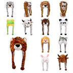 Fashionable Children's Winter Hat Plush Tiger Head Design Scarf Neck Protection Halloween Performance Cap Kids Warm Cozy Hat