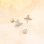 Korean 925 Silver Needle Tragus Piercing Helix Studs Earrings for Women 2Pcs Butterfly Heart Trendy Ear Piercing Body Jewelry