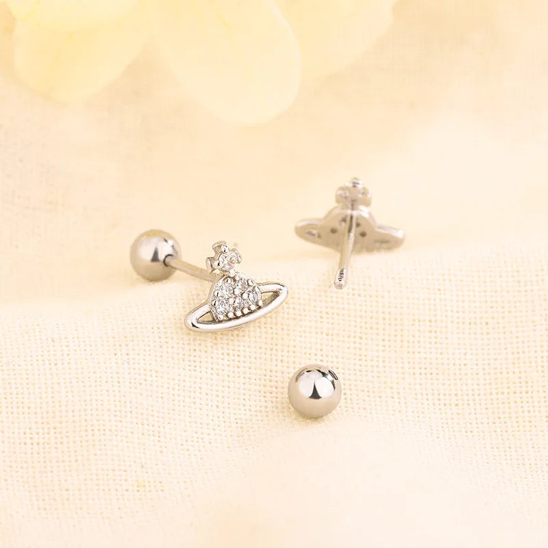Korean 925 Silver Needle Tragus Piercing Helix Studs Earrings for Women 2Pcs Butterfly Heart Trendy Ear Piercing Body Jewelry