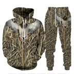 Men's Camouflage Hunting Animal Tracksuit Outfits 3D Wolf Print Hoodies 2-Piece Autumn/Winter Outdoor Sweatshirts Sweatpants Set
