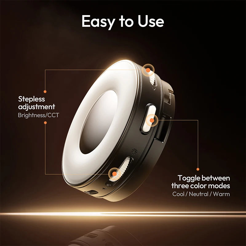 Ulanzi ML05 MagLock Fill Light 2500-9000K Dual-Sided Magnetic Phone Grip Ring-Shaped Soft Light for Food Review Vlog Studio Shot