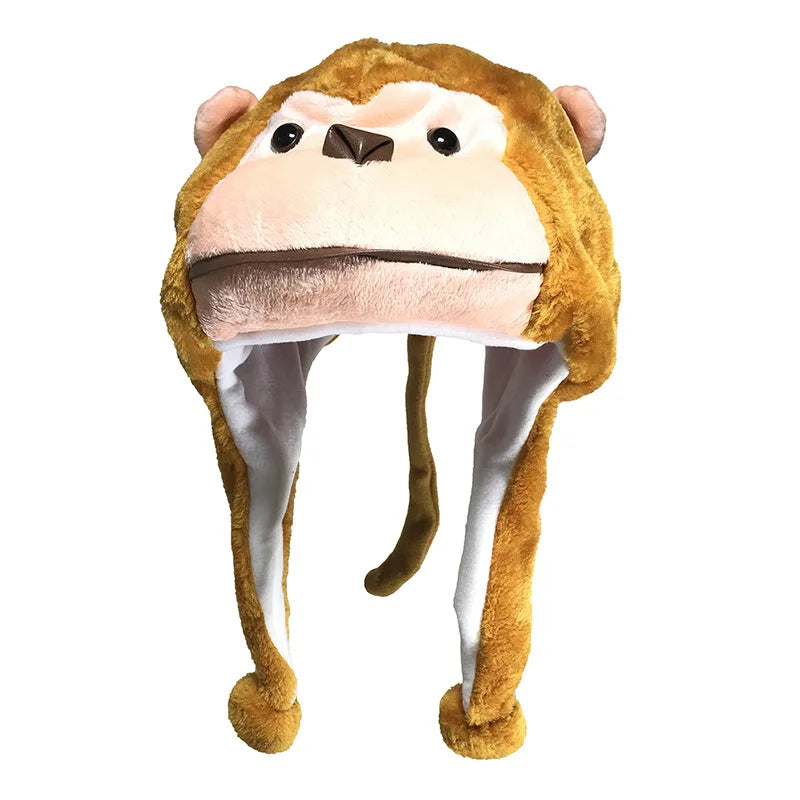 Fashionable Children's Winter Hat Plush Tiger Head Design Scarf Neck Protection Halloween Performance Cap Kids Warm Cozy Hat